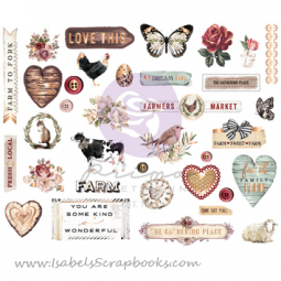 Prima-Farm Sweet Farm Chipboard Stickers